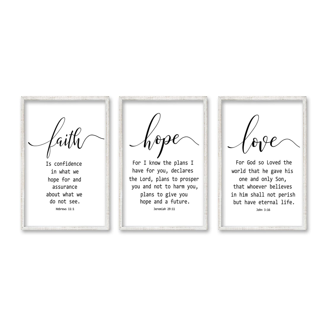 Faith Hope and Love Bible Verses Wall Art Decor 24x16 Inch Set of 3 Wood Framed Sign Christian Quote Faith Scripture Family Religious Wall Hanging (Wood)