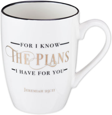 Christian Art Gifts White Ceramic Coffee Mug – 12 oz. Lead and Cadmium-free Non-Toxic Inspirational Scripture Coffee and Tea Mug for Men and Women with Bible Verse: I Know The Plans – Jeremiah 29:11