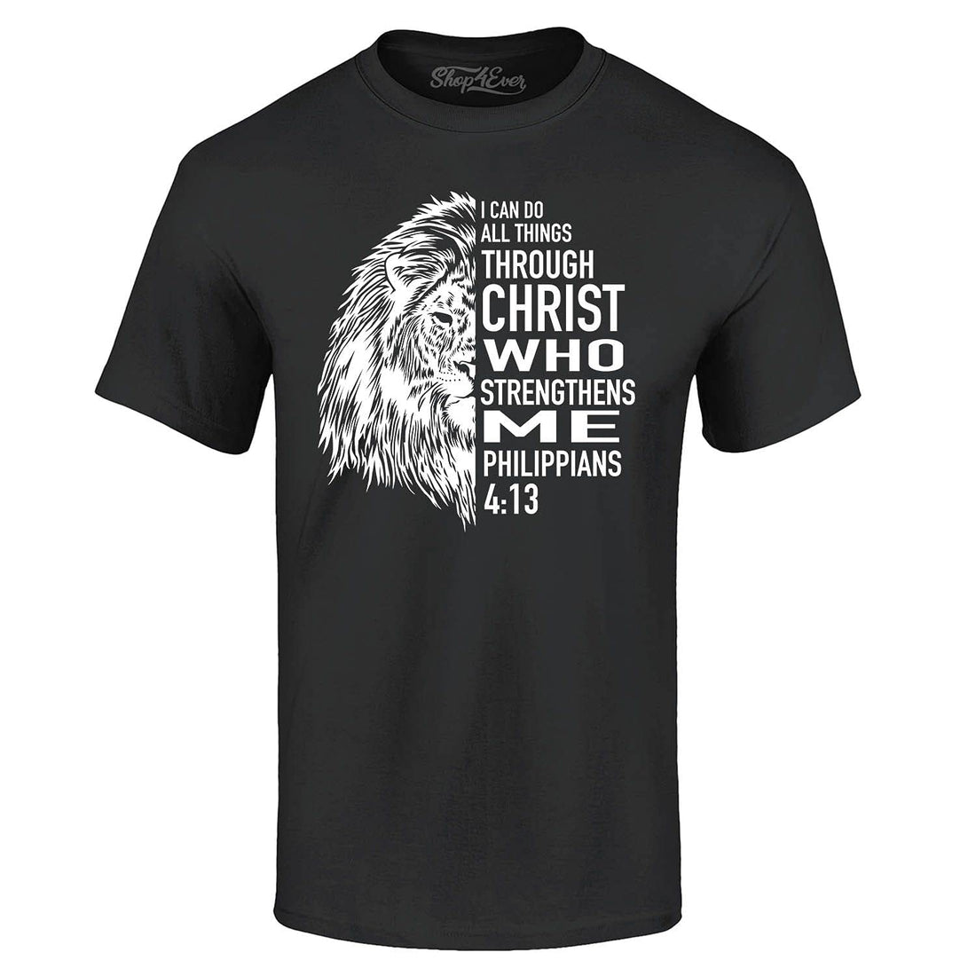 shop4ever Philippians 4:13 Lion Verse I Can Do All Things Through Christ T-Shirt