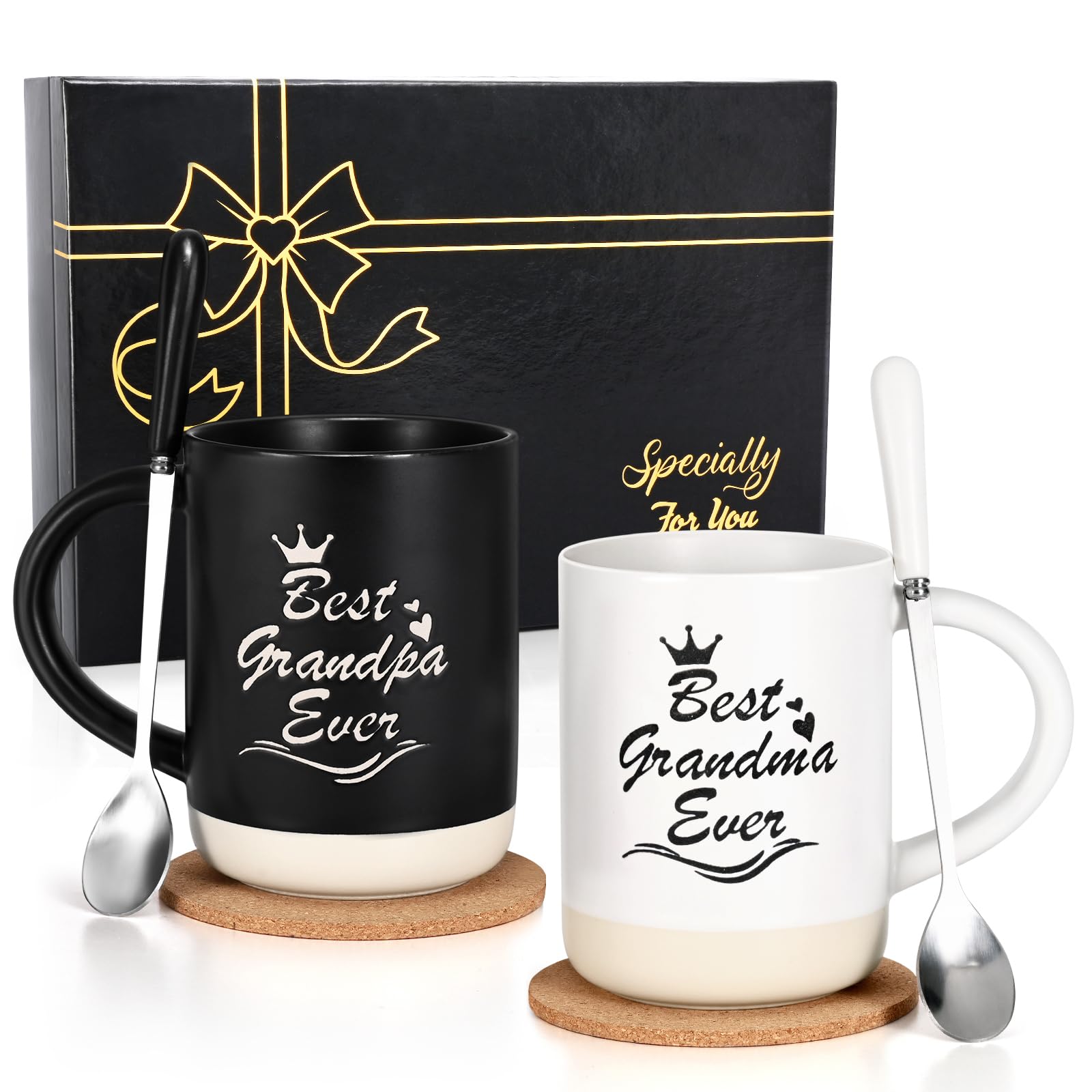 Cabtnca Gifts for Grandparents, Grandparents Gifts, Best Grandma and Grandpa Mugs, Grandparents Christmas Gifts, Grandparents Gifts from Grandkids, Grandparents Day Gifts, 16 Oz