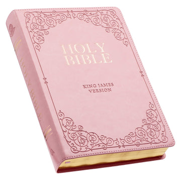 KJV Holy Bible, Giant Print Full-size Faux Leather Red Letter Edition - Thumb Index & Ribbon Marker, King James Version, Pink (KJV Full Size GP Editions)