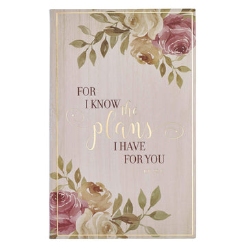 Christian Art Gifts Flexcover Journal | For I Know The Plans – Jeremiah 29:11 Bible Verse | Floral Inspirational Notebook w/128 Lined Pages, 5.5” x 8.5”