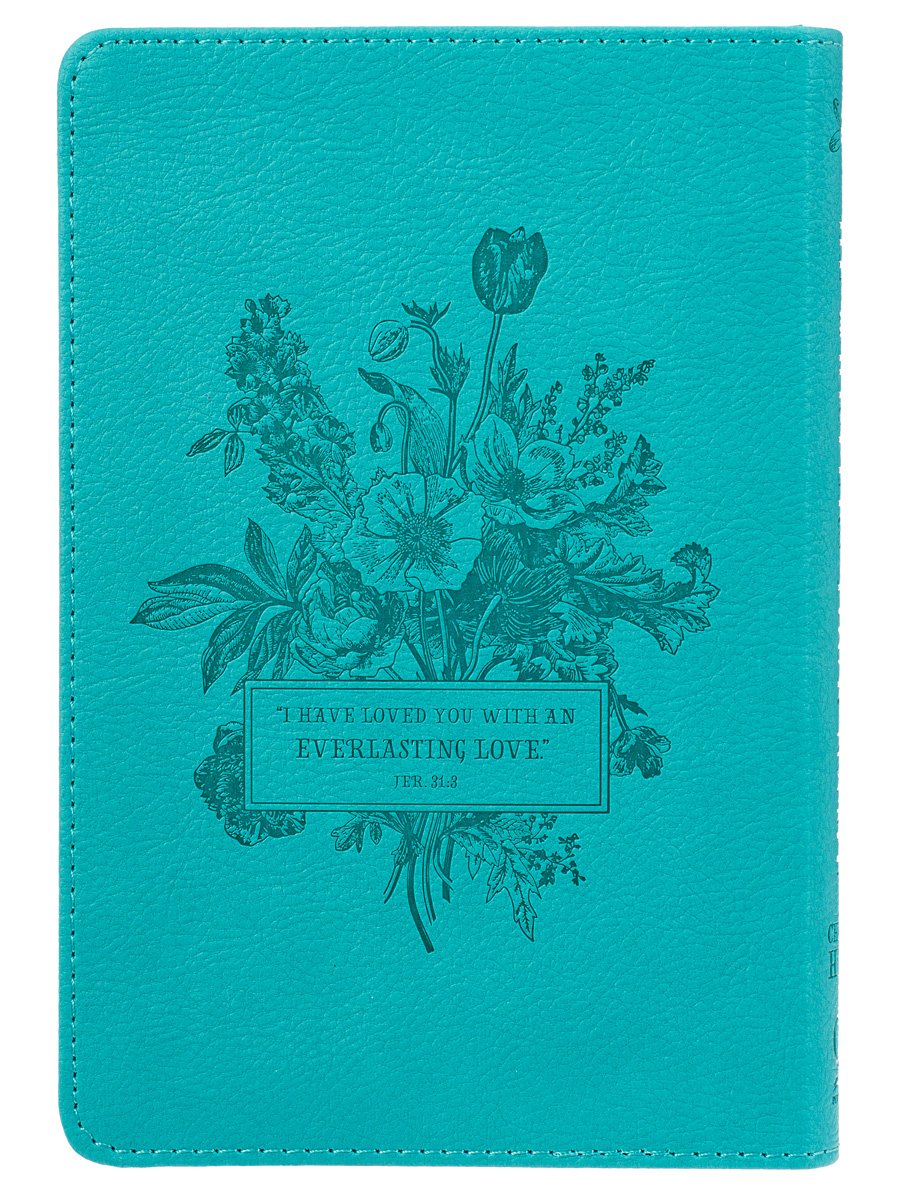 He Whispers Your Name 365 Devotions for Women - Hope and Comfort to Strengthen Your Walk of Faith - Teal Faux Leather Devotional Gift Book w/Ribbon Marker