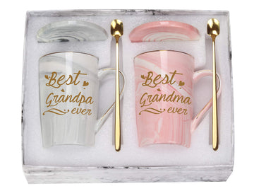 Best Grandma Grandpa Ever Mug Best Grandparents Mugs New Grandparents Mugs Birthday Mothers Day Gifts for Grandma and Grandpa from Granddaughter Grandson Grandchildren Grandkids 14 Ounce Gift Box