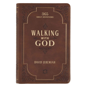 Walking with God Devotional - Brown Faux Leather Daily Devotional for Men & Women 365 Daily Devotions