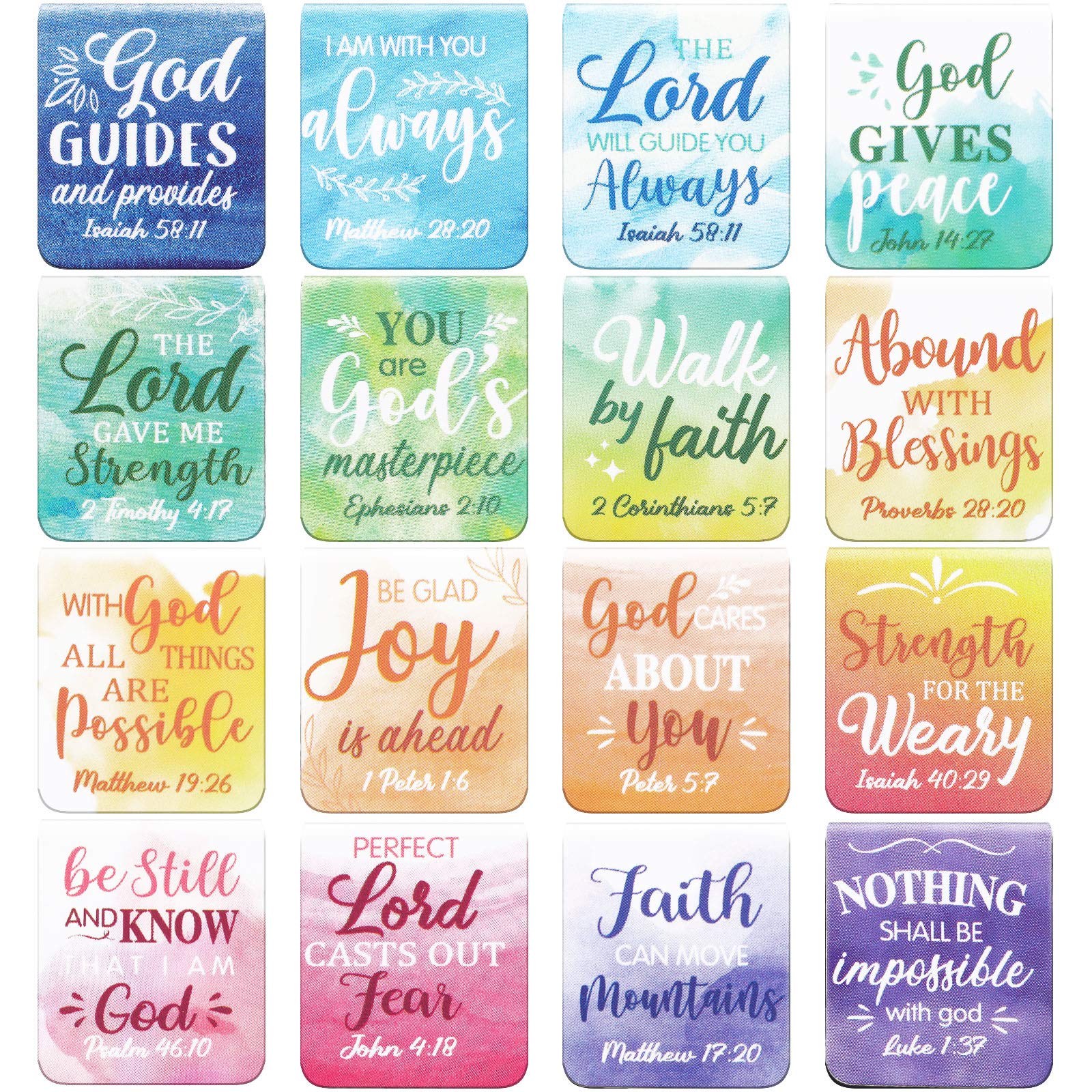 Dianelhall 96 Pieces Bible Verse Magnetic Bookmarks 16 Styles Christian Magnet Book Markers Inspirational Motivational Encouraging Magnetic Page Clip for Women Men School Office Supplies