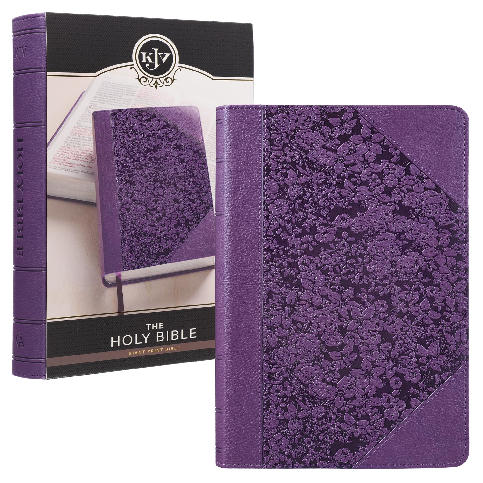 KJV Holy Bible, Giant Print Standard Size Faux Leather Red Letter Edition - Ribbon Marker, King James Version, Purple Two-tone (KJV Standard GP Editions)