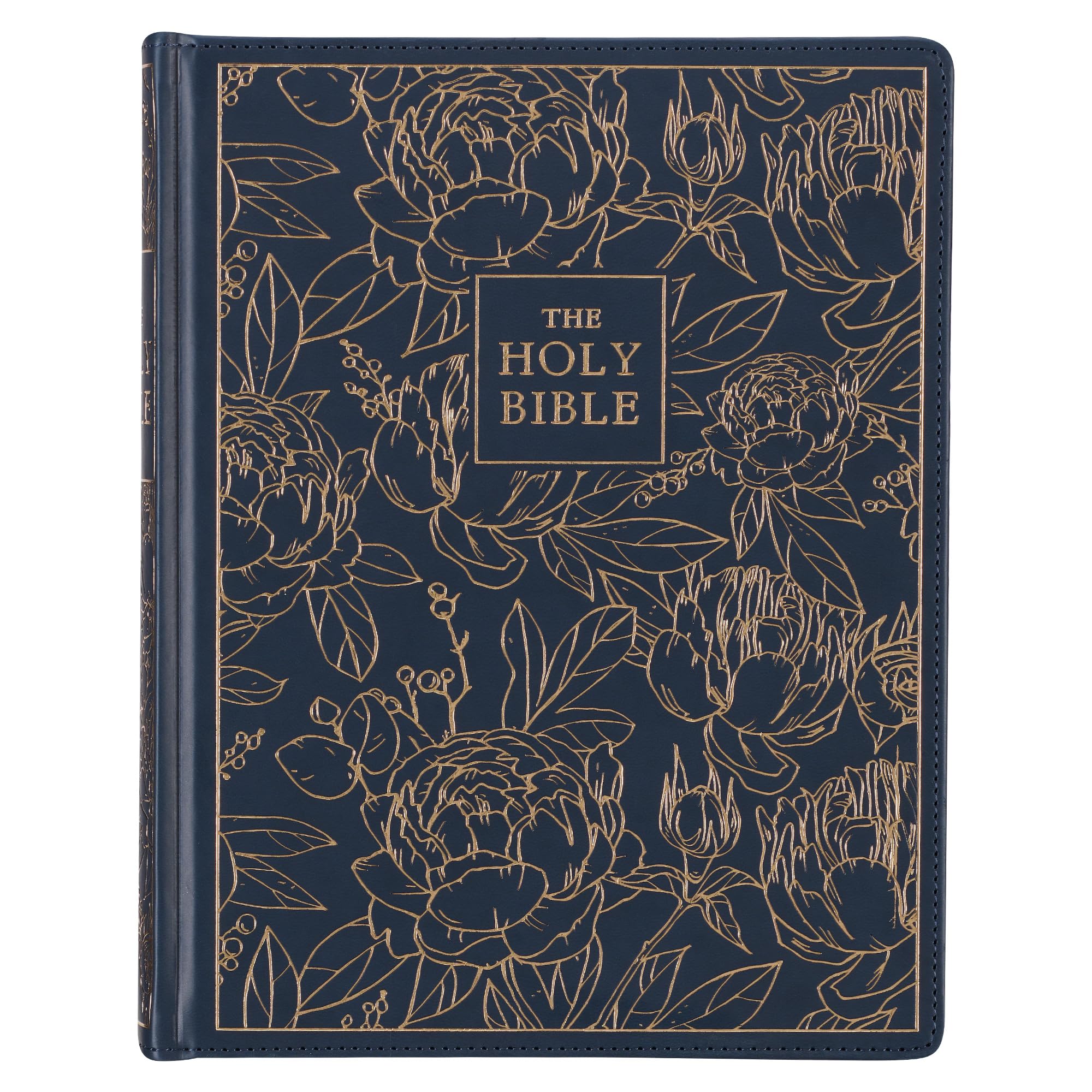 KJV Holy Bible, Large Print Note-taking Bible, Faux Leather Hardcover - King James Version, Navy w/Gold Floral (KJV Note-taking Editions)